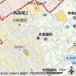 埼玉県北本市西高尾1丁目128周辺の地図