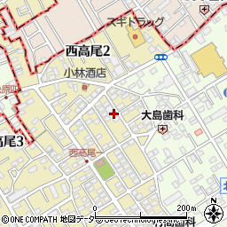 埼玉県北本市西高尾1丁目106周辺の地図