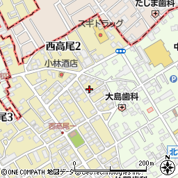 埼玉県北本市西高尾1丁目115周辺の地図