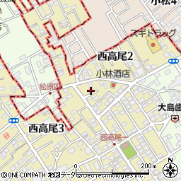 埼玉県北本市西高尾1丁目45周辺の地図