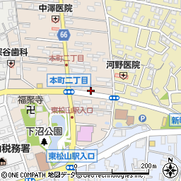 埼玉県東松山市本町2丁目7周辺の地図