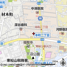 埼玉県東松山市本町2丁目6周辺の地図