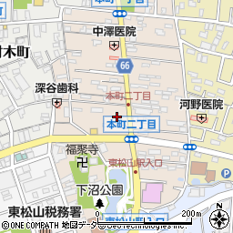 埼玉県東松山市本町2丁目周辺の地図