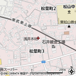 埼玉県東松山市松葉町周辺の地図