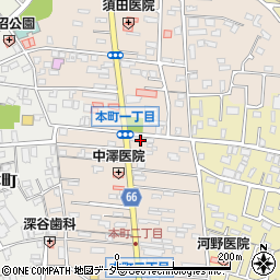 埼玉県東松山市本町周辺の地図