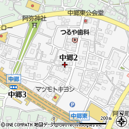茨城県稲敷郡阿見町中郷周辺の地図