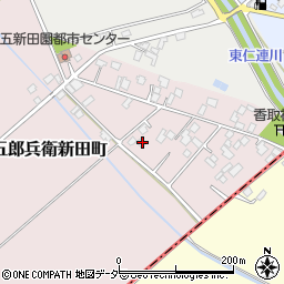 茨城県常総市五郎兵衛新田町周辺の地図