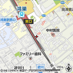 鴻巣駅東口自転車駐車場周辺の地図