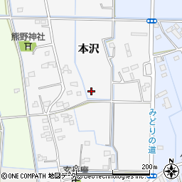 埼玉県比企郡吉見町本沢周辺の地図