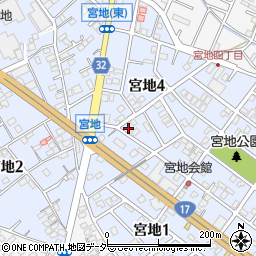 埼玉県鴻巣市宮地周辺の地図