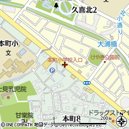 本町小学校入口周辺の地図