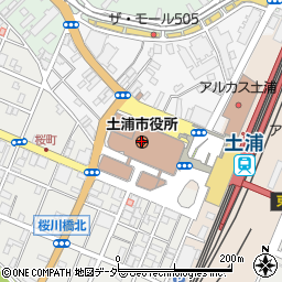 常陽銀行土浦市役所出張所周辺の地図