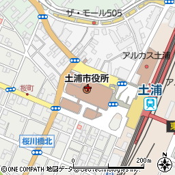 土浦市立　土浦駅西口地下自転車駐車場周辺の地図