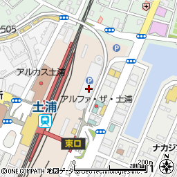 土浦市立　土浦駅東口自転車駐車場周辺の地図