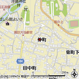 長野県下諏訪町（諏訪郡）仲町周辺の地図