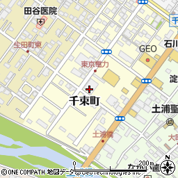 茨城県土浦市千束町周辺の地図