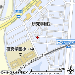 茨城県つくば市研究学園2丁目14周辺の地図