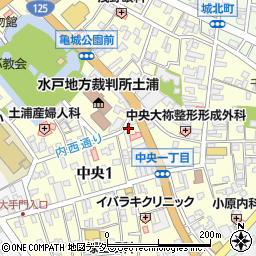 茨城県土浦市中央周辺の地図