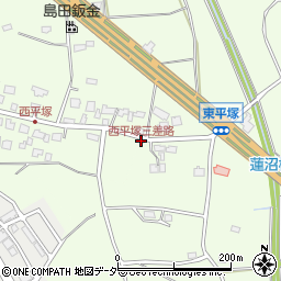 西平塚三差路周辺の地図