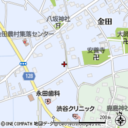 茨城県つくば市金田周辺の地図