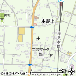 埼玉県秩父郡長瀞町本野上周辺の地図