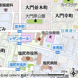 塩尻市市役所　総合文化センター周辺の地図