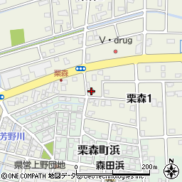 森田栗森郵便局周辺の地図