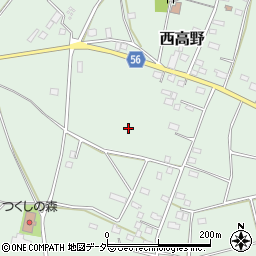茨城県つくば市西高野周辺の地図