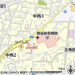埼玉県熊谷市中西周辺の地図