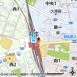 羽生駅東口周辺の地図