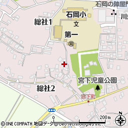 茨城県石岡市総社周辺の地図