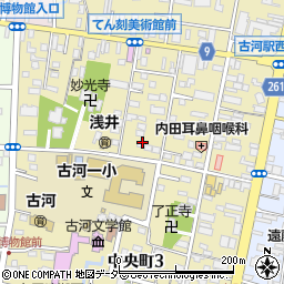 茨城県古河市中央町周辺の地図