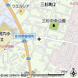 茨城県古河市三杉町周辺の地図