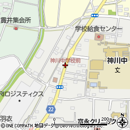 神川中学校前周辺の地図
