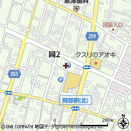 ヤオコー岡部店駐車場周辺の地図