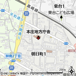 埼玉県本庄地方庁舎　本庄県税事務所周辺の地図