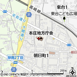 埼玉県本庄地方庁舎　北部地域振興センター本庄事務所周辺の地図
