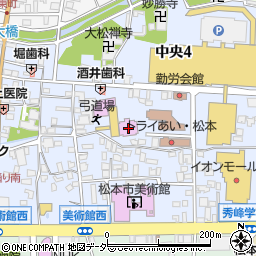 松本市　柔剣道場・弓道場周辺の地図