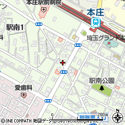 本庄駅南口前通り周辺の地図