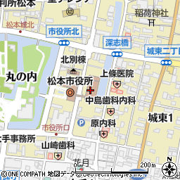 松本市役所東庁舎北側駐車場周辺の地図
