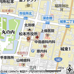 松本市　市役所建築指導課指導審査担当周辺の地図