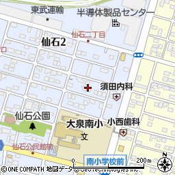 群馬県邑楽郡大泉町仙石2丁目14周辺の地図