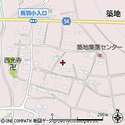 茨城県筑西市築地周辺の地図