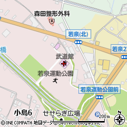 本庄市役所　若泉運動公園武道館、弓道場周辺の地図