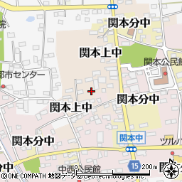 茨城県筑西市関本上中周辺の地図