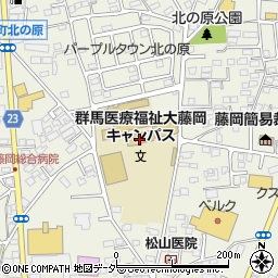 群馬医療福祉大学　藤岡キャンパス周辺の地図