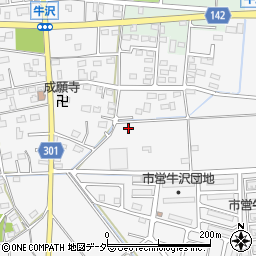 群馬県太田市牛沢町周辺の地図