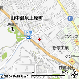 石川県加賀市山中温泉上原町ル周辺の地図