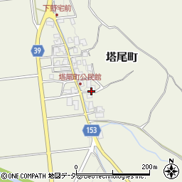 石川県加賀市塔尾町リ周辺の地図