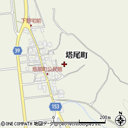 石川県加賀市塔尾町周辺の地図